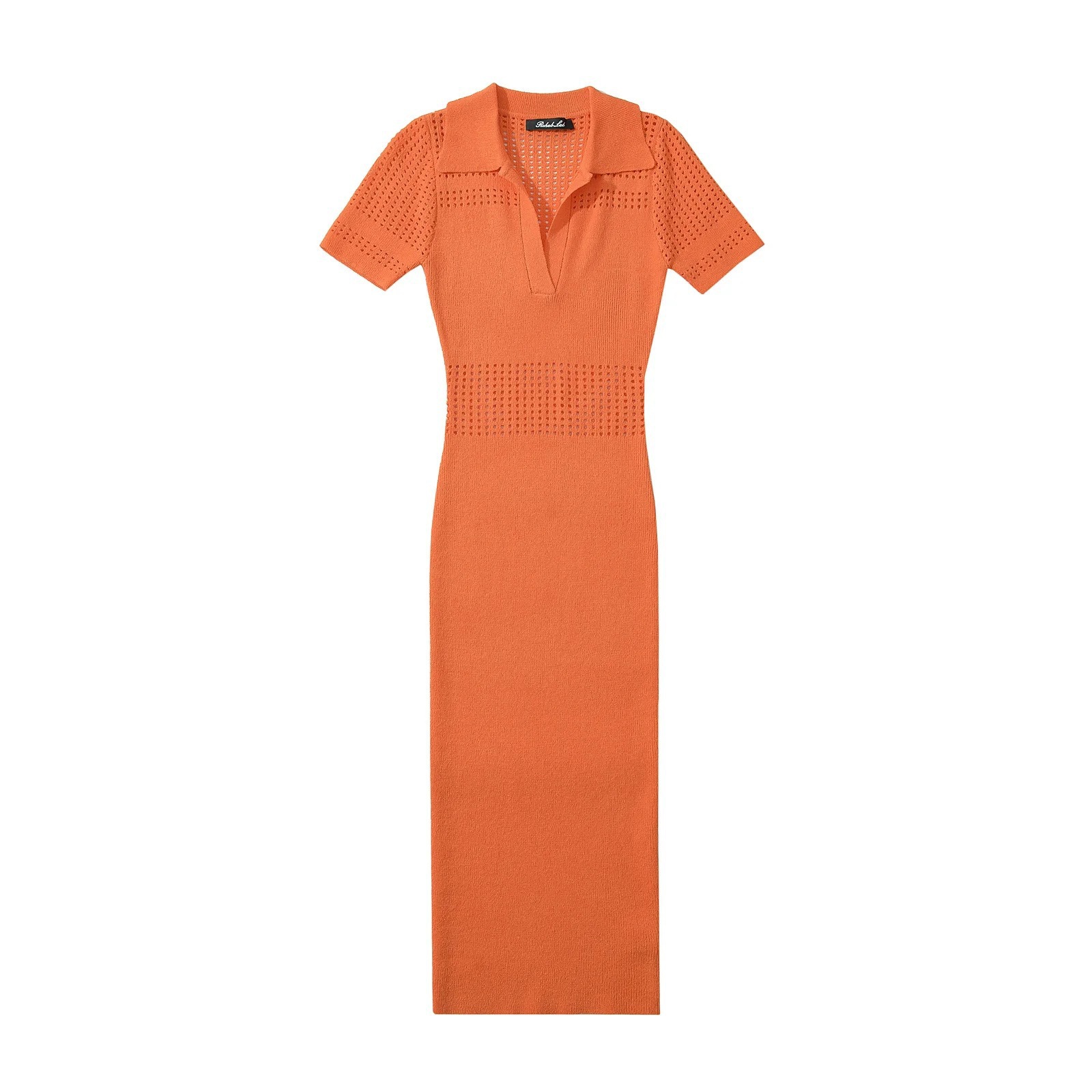 Women's Slim Fit V-Neck Knit Dress with Waist Cinching