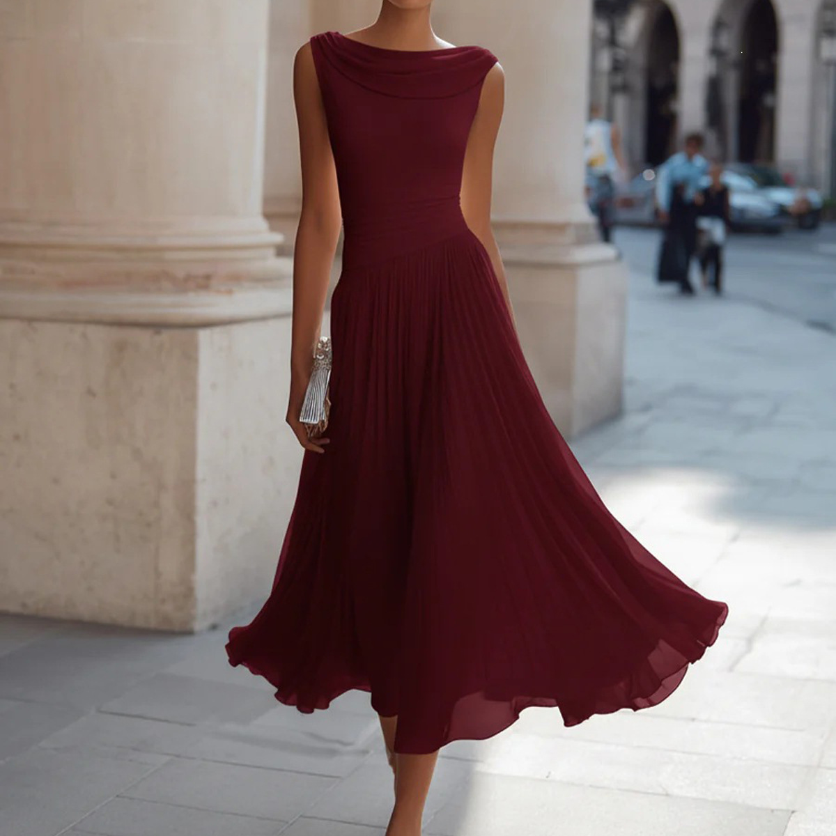 Women's Elegant Solid Color Sleeveless High Waist Maxi Dress