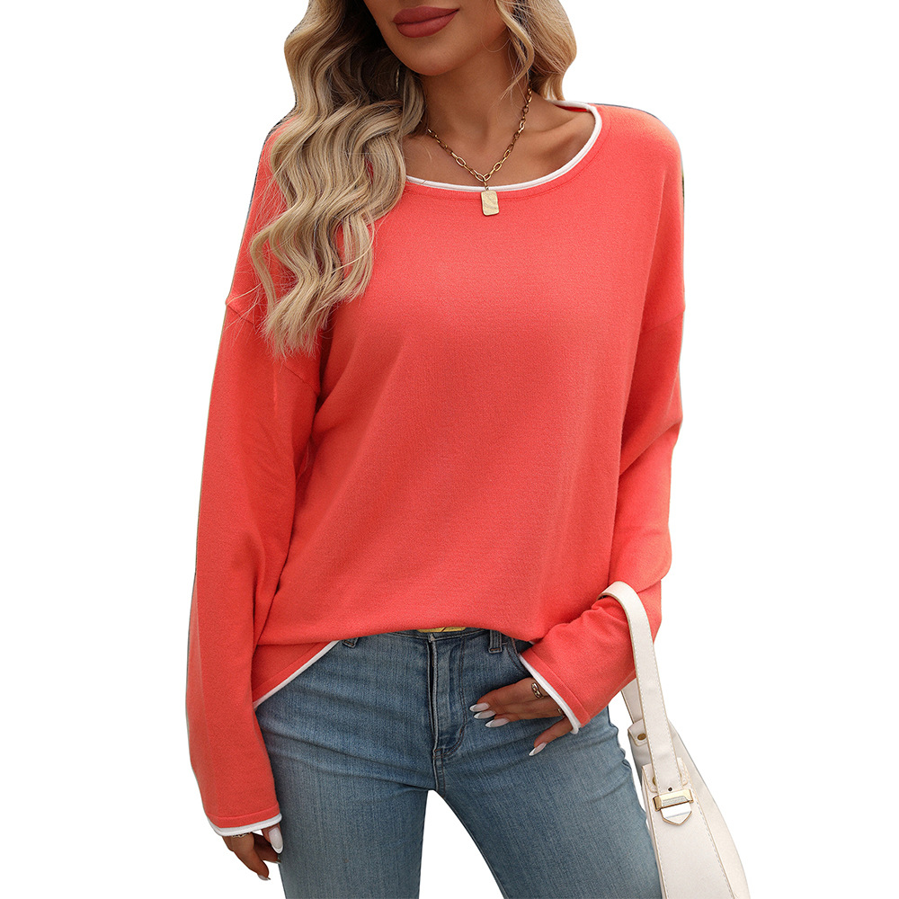 Women's Color-Block Crewneck Long-Sleeve Core-Spun Sweater