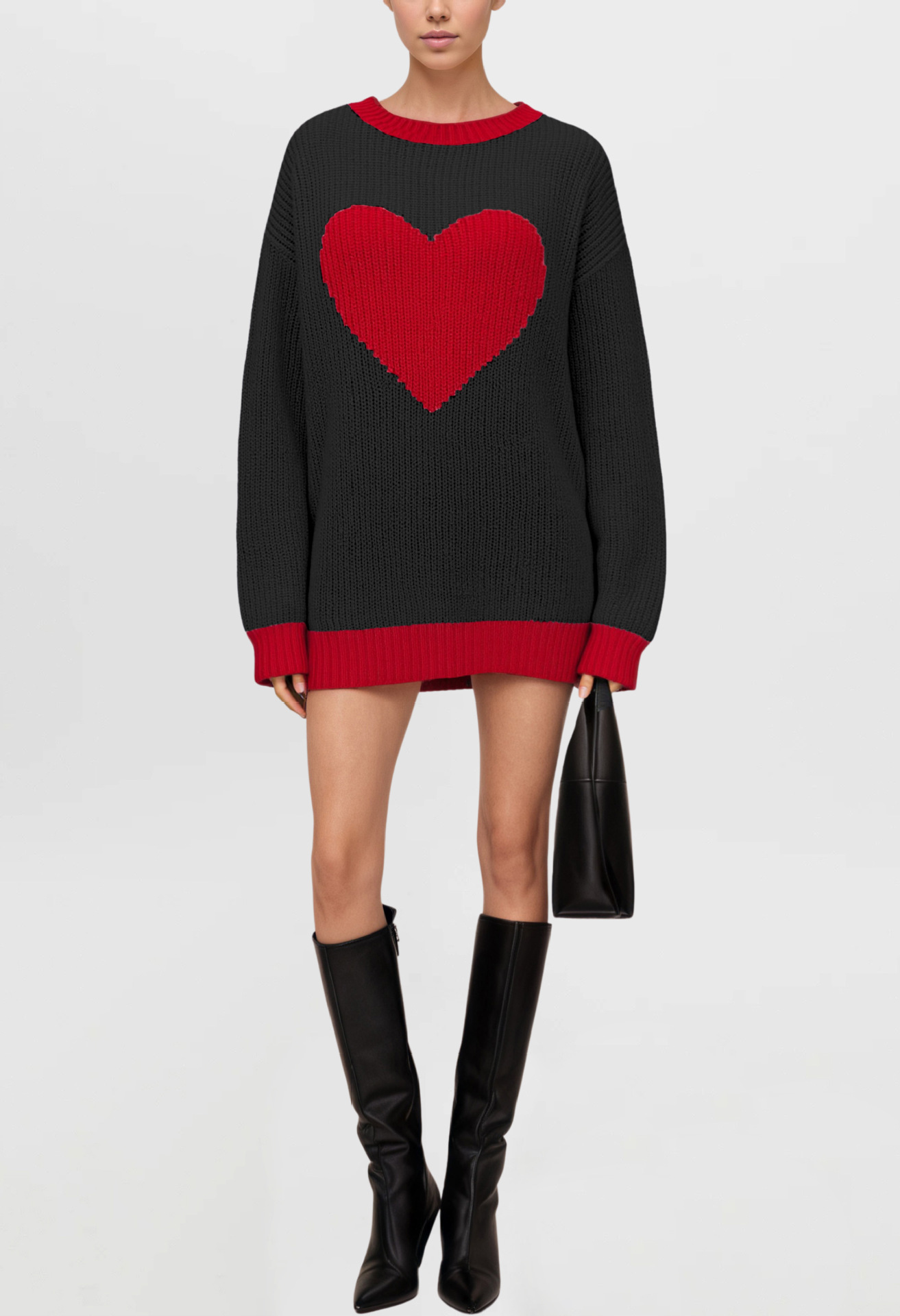 Heart Jacquard Pullover Sweater