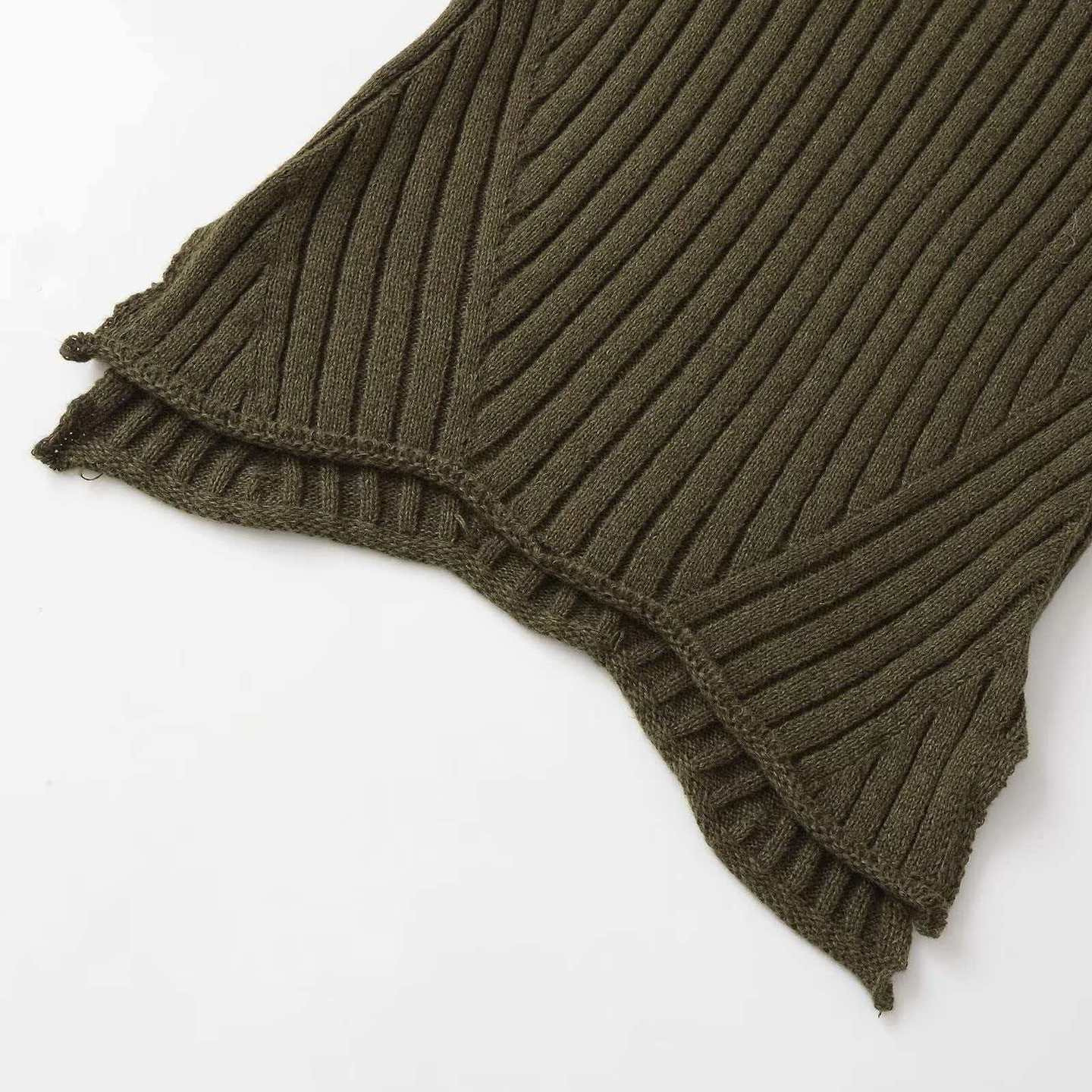 Olive Green High-Neck Knit Top