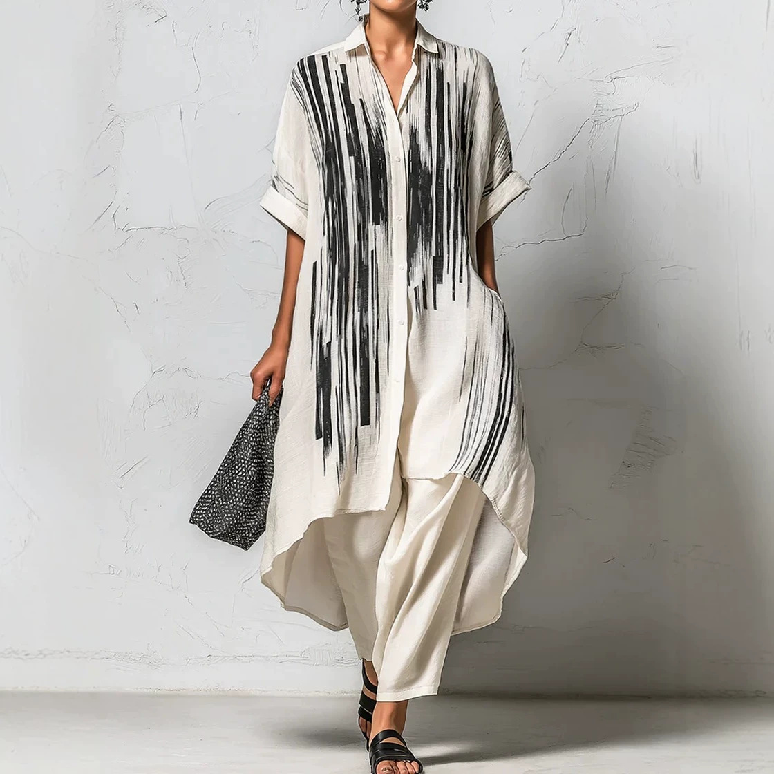 Women's Printed Wide-Leg Pants Two-Piece Set Casual Streetwear