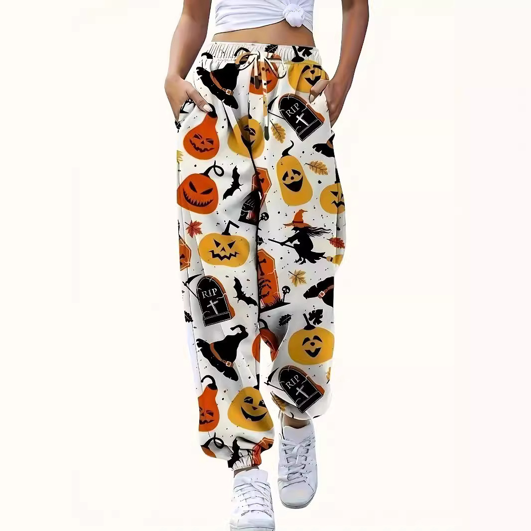 Women's Halloween 3D Print High-Waist Drawstring Jogger Pants