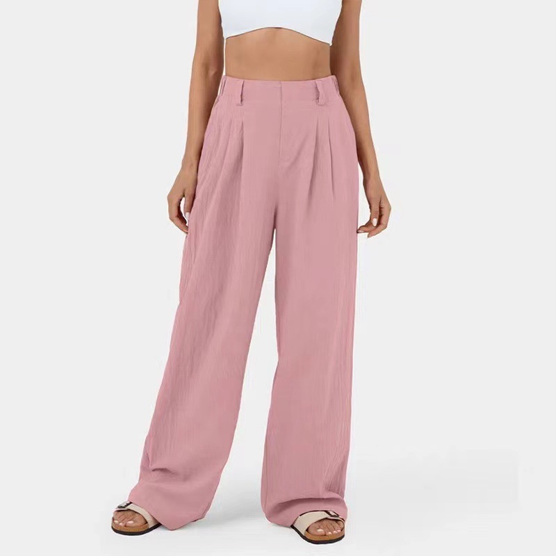 Women's Cotton High-Waist Wide-Leg Casual Pants