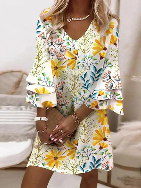 Women's Animal Print Ruched Floral Midi Dress