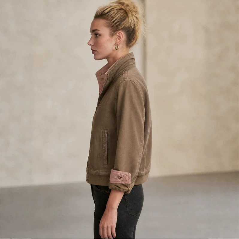 复古水洗棕色飞行夹克