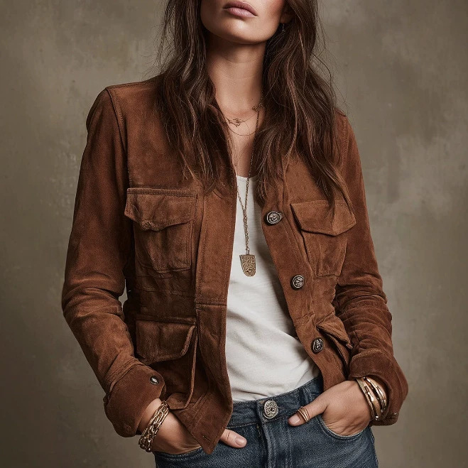 Retro Brown Multi-Pocket Jacket