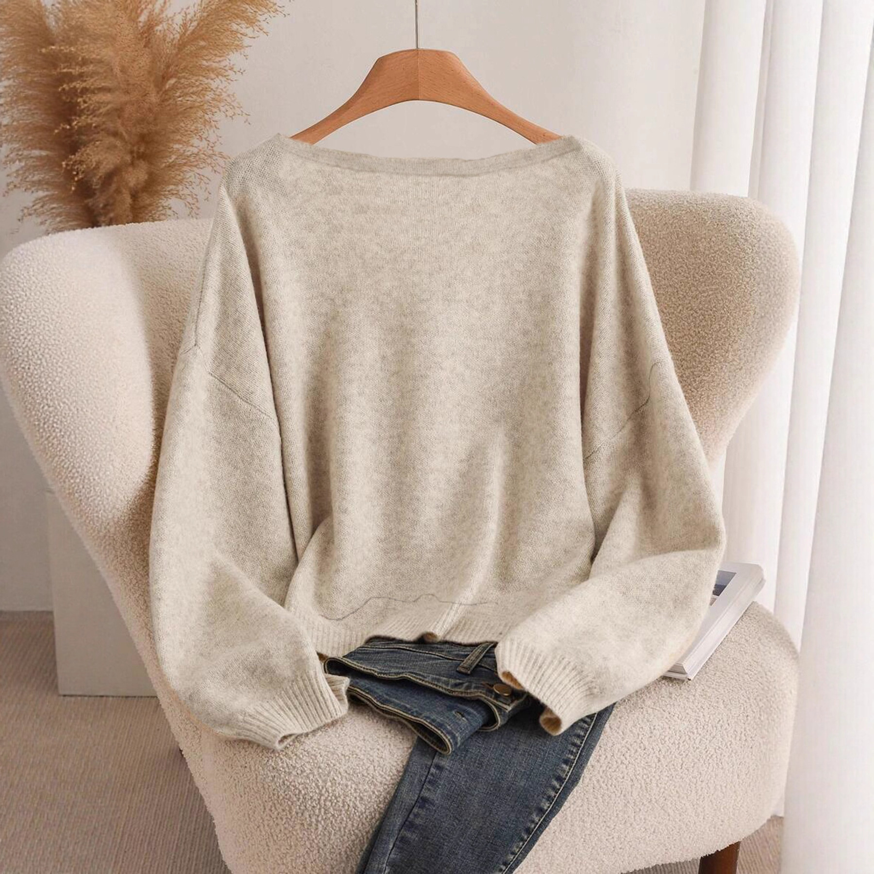 Bow Knit Cardigan Loose Slouchy Sweater