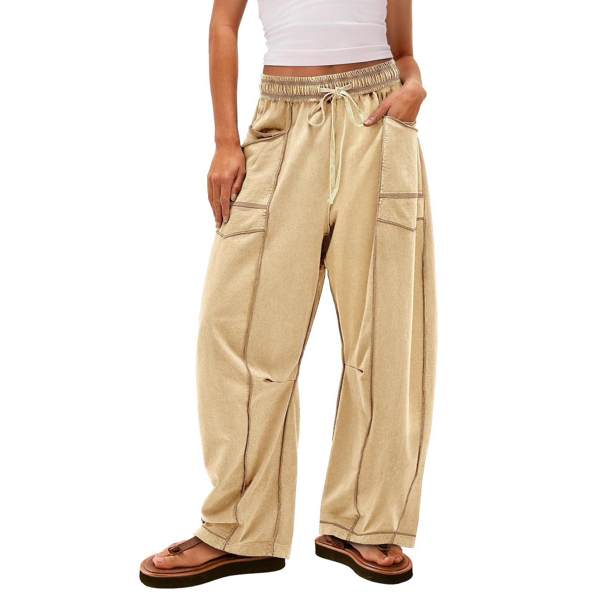 Relaxed Wide-Leg Drawstring Waist Sweatpants