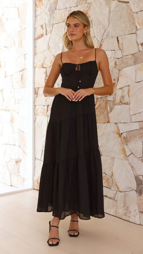 Women's Sleeveless Backless Chiffon Maxi Dress with Paneled Flared Skirt