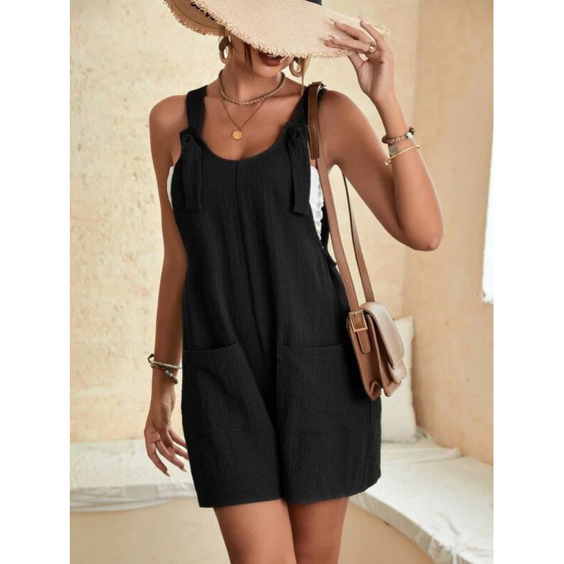 Women's Summer Sleeveless Romper with Straps and Shorts