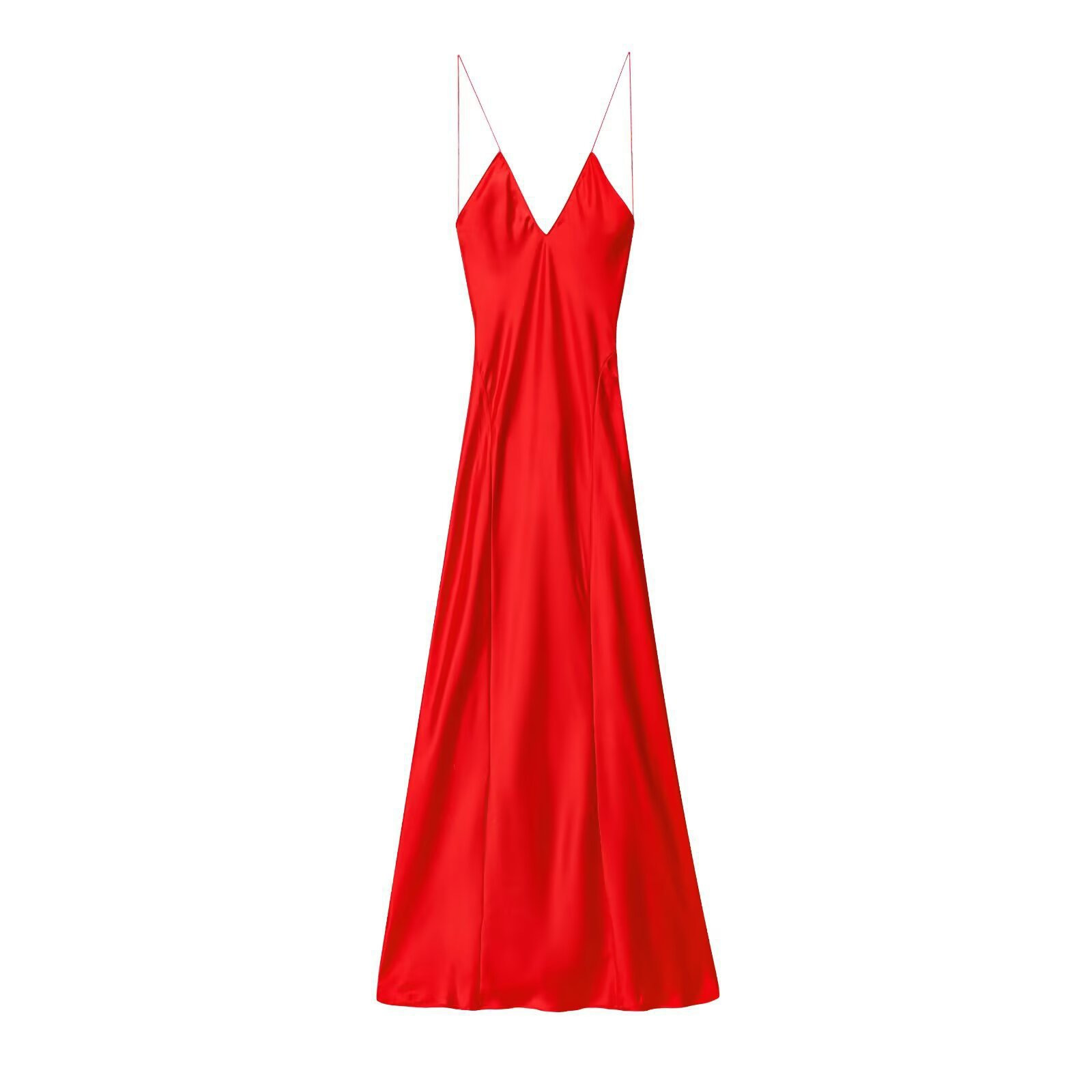 Women's Satin-Feel Open-Back Long Dress