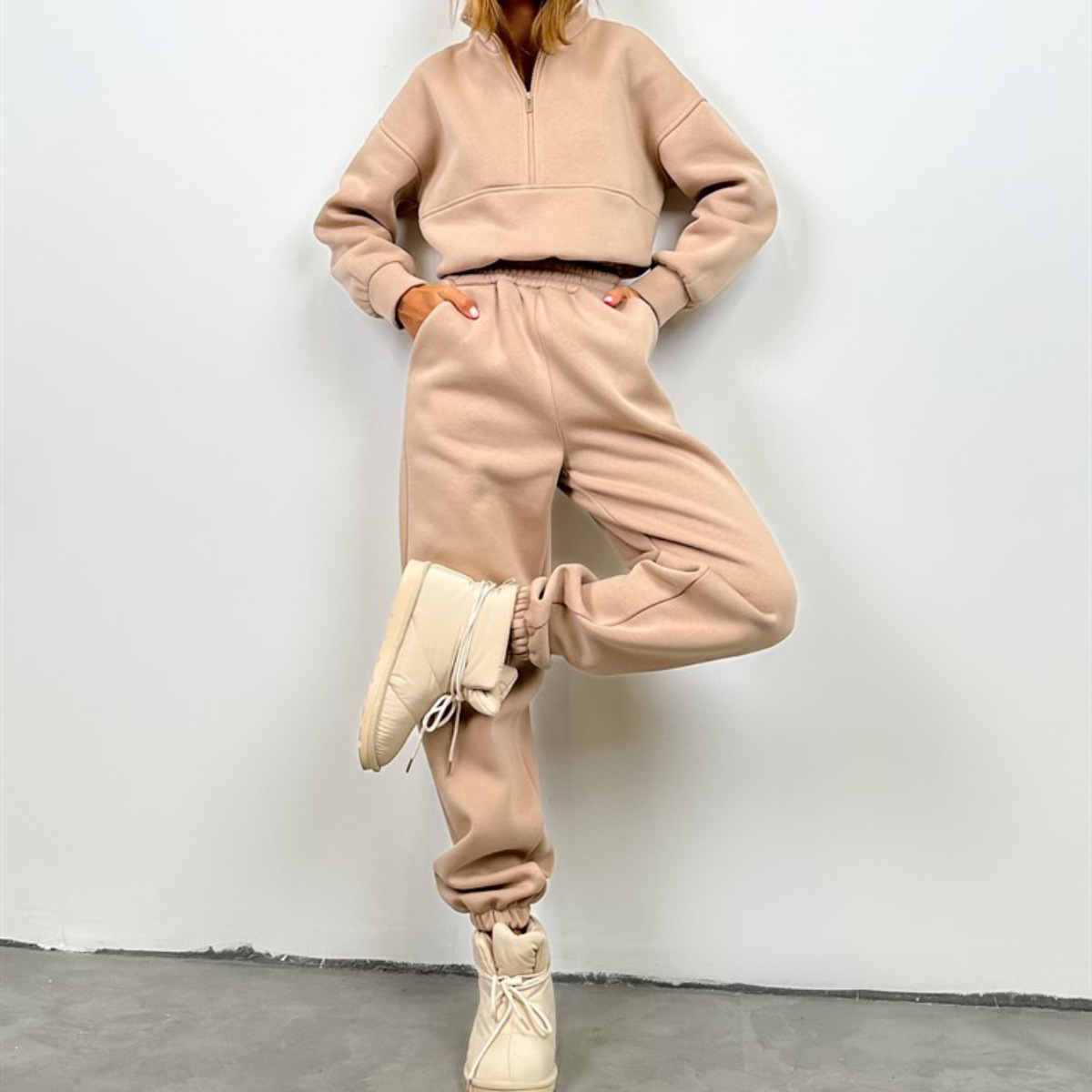 Women's Zip-Up Hoodie and Pants Casual Set