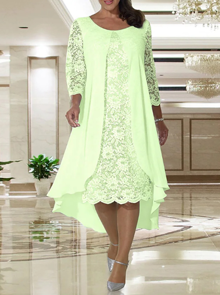 Lace Long Sleeve Chiffon A-Line Bridesmaid Dress