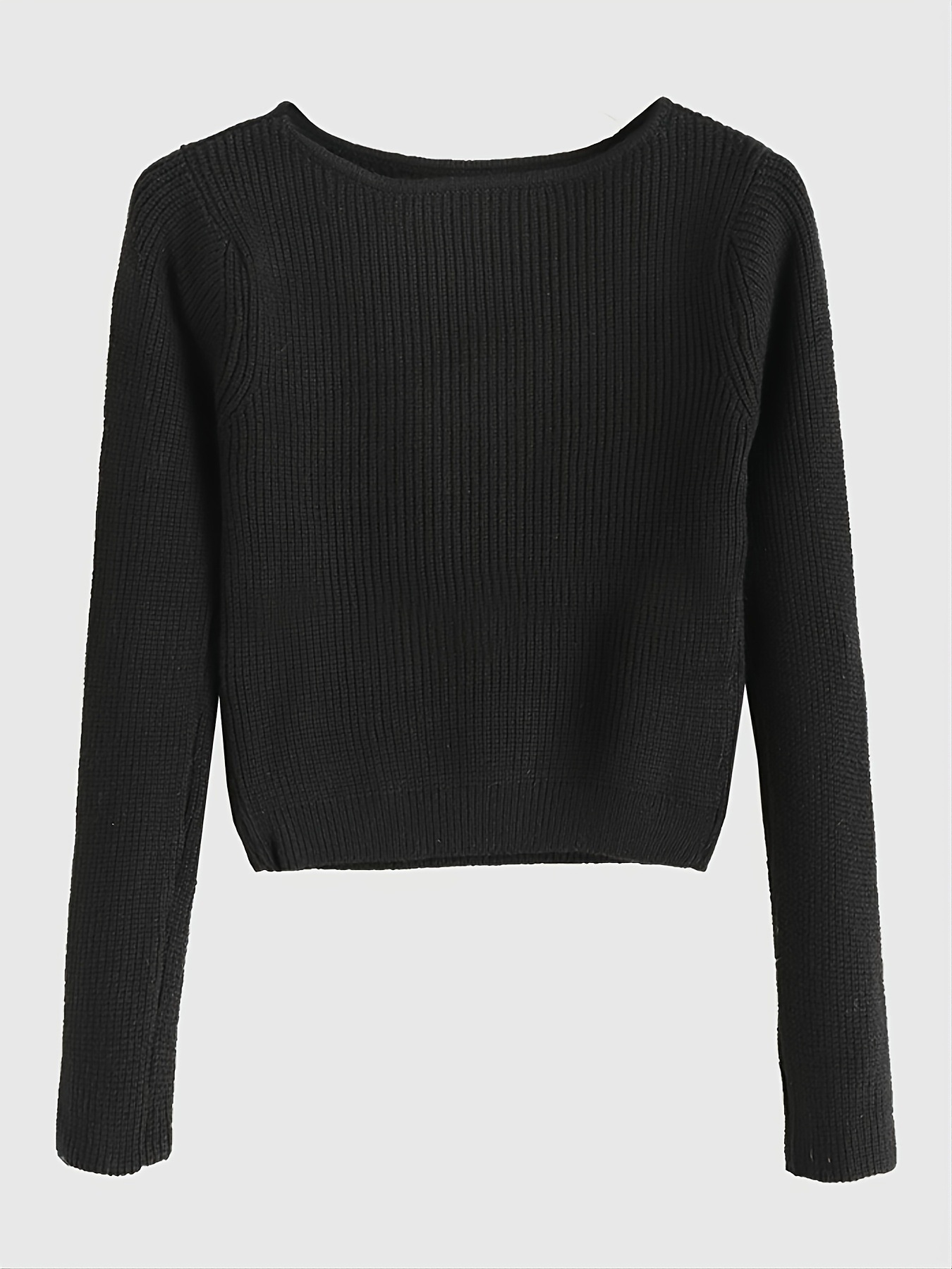 Women's Slim Fit Ribbed Knit Crewneck Long Sleeve Wool Blend Top