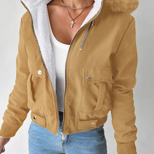Women's Fleece-Lined Hooded Casual Jacket