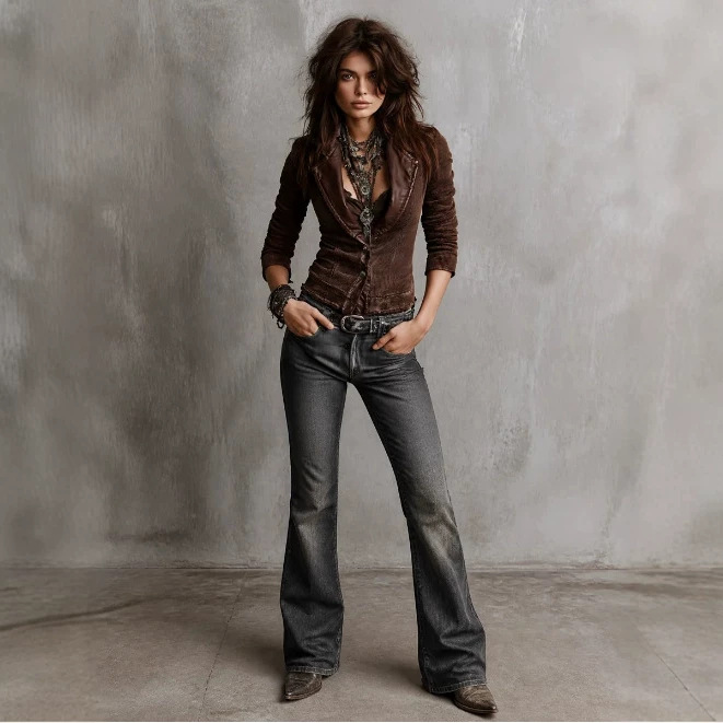 Retro Brown Patchwork Cropped Women's Jacket
