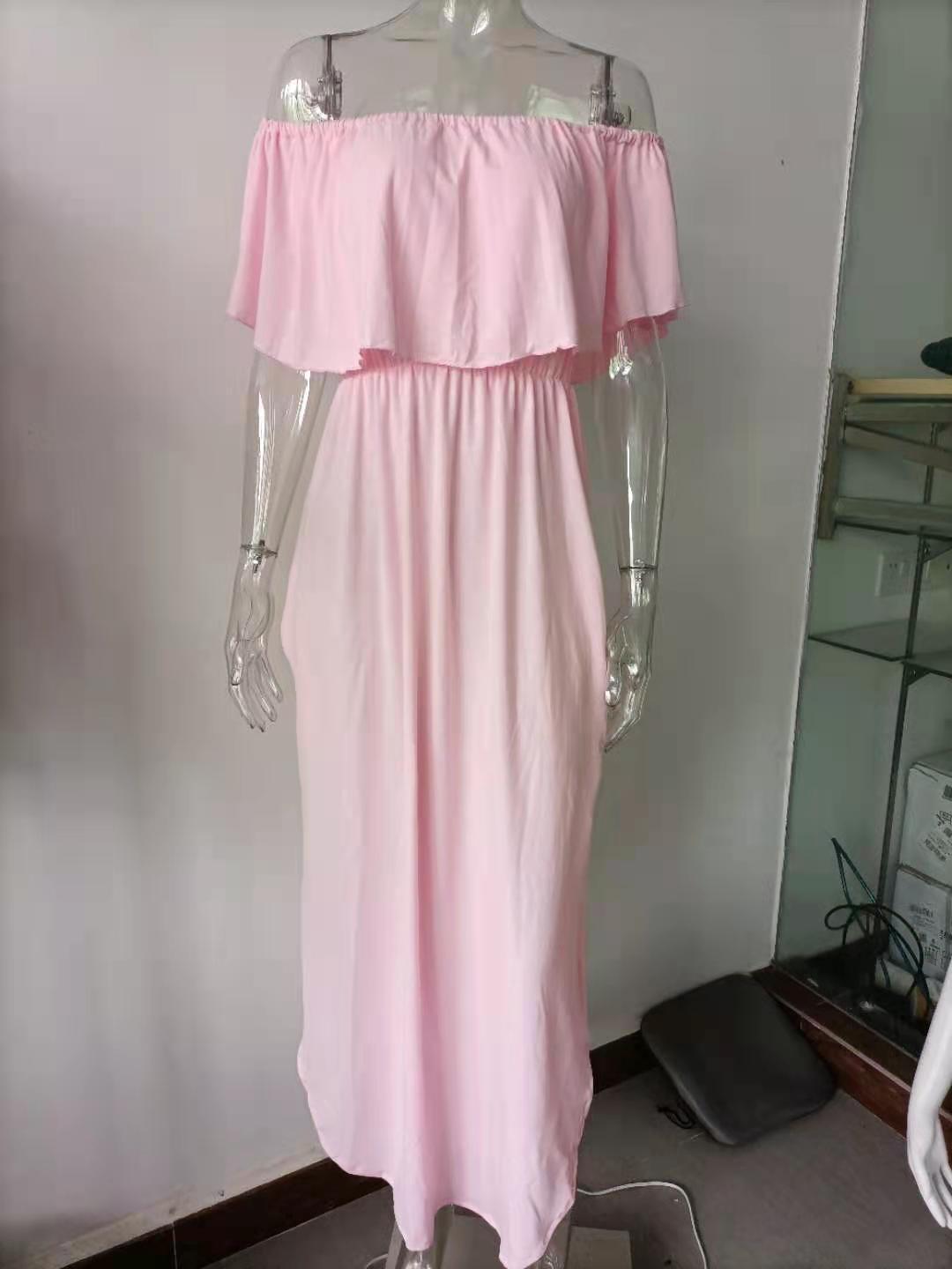 Off-Shoulder Strapless Ruffle Hem Maxi Dress