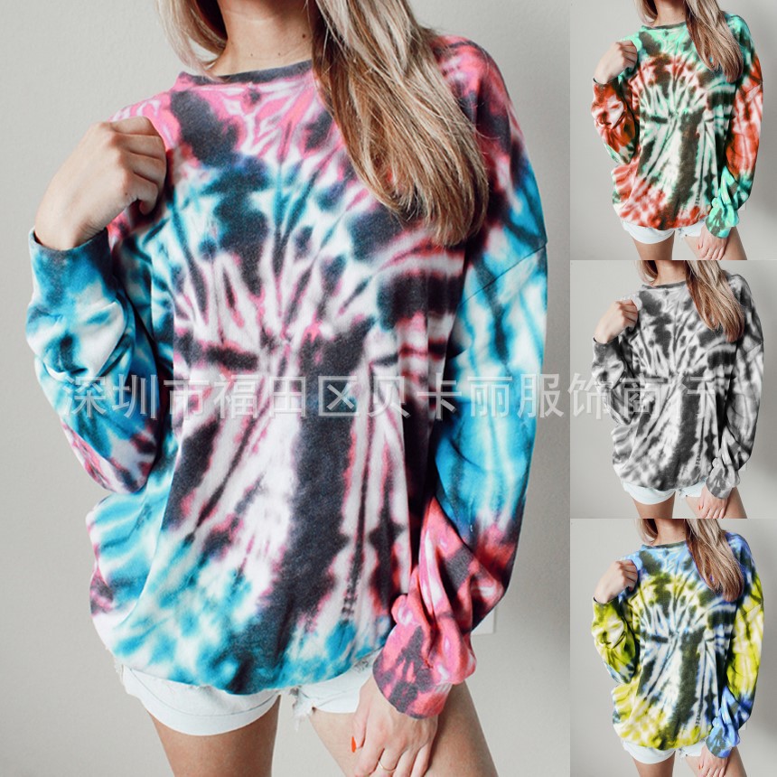 Printed Long-Sleeve Crewneck Casual Sweatshirt for Women