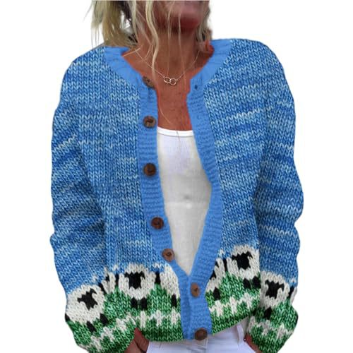 Women's Animal Boho Print Button Cardigan Sweater