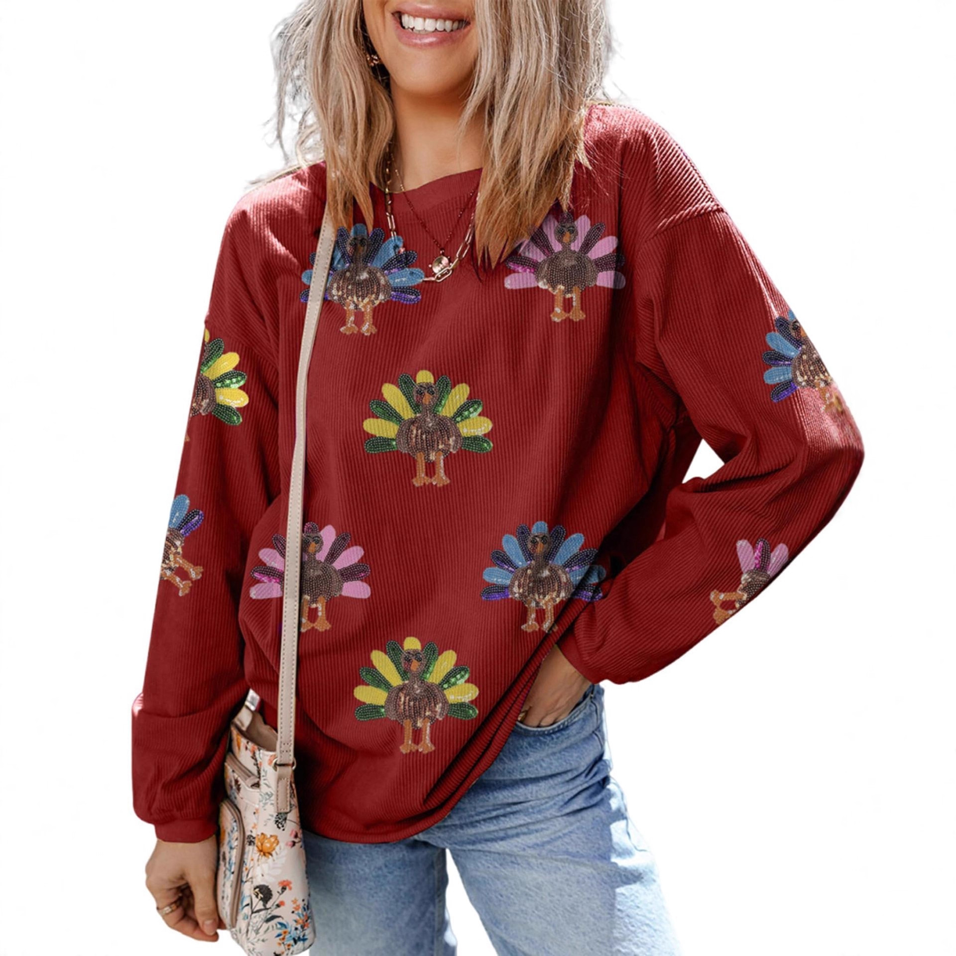 Women's Tribal Bird Feather Letter Print Sweatshirt