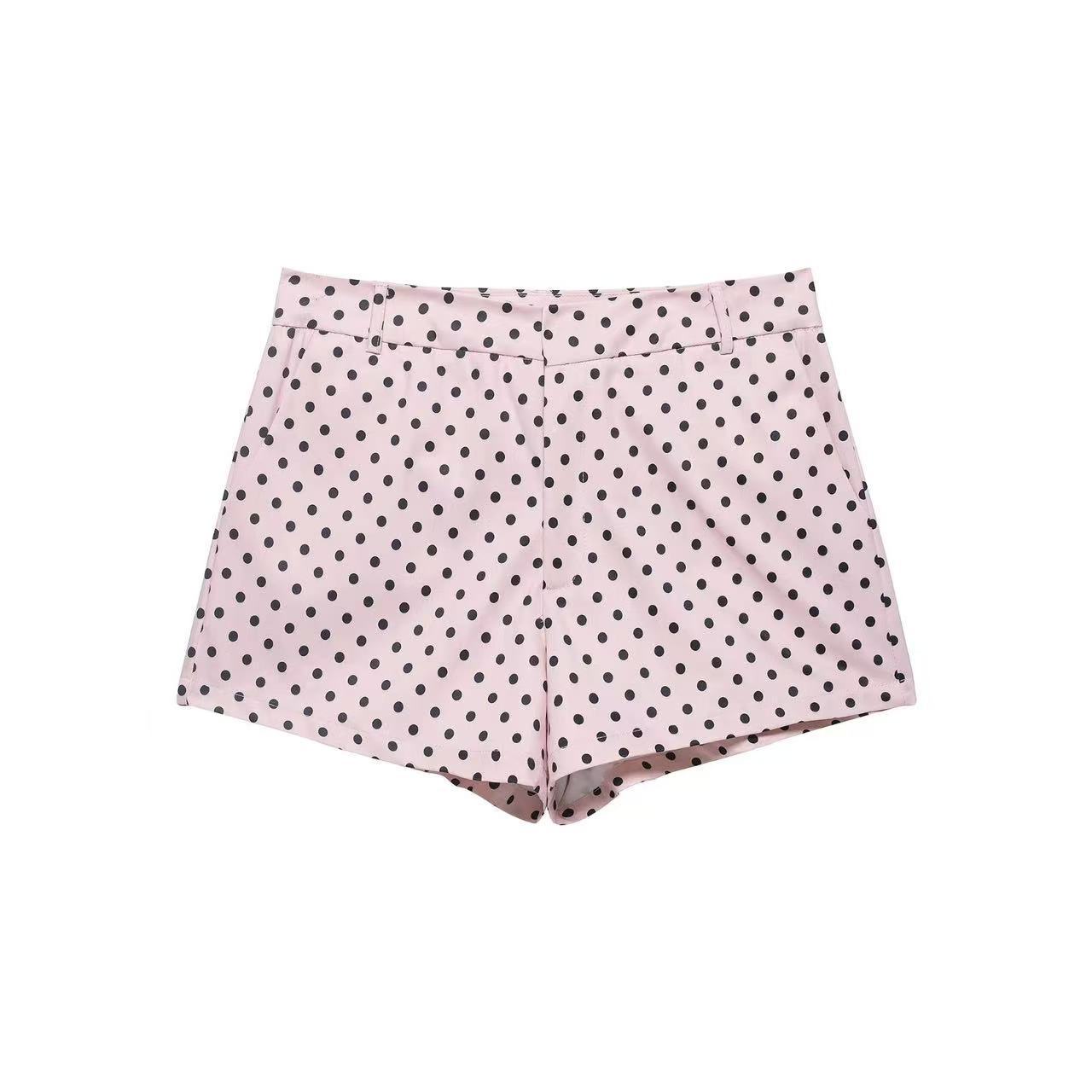 Polka Dot Zip-Up Jacket Casual Stand Collar