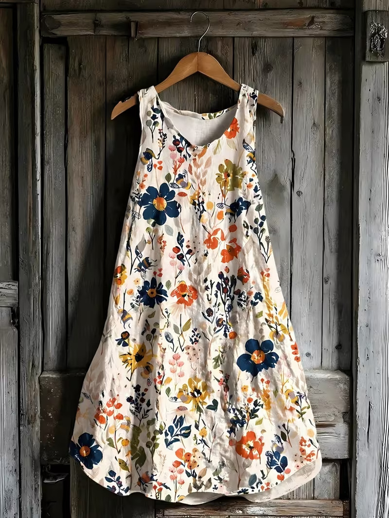 Women's Retro Striped Sleeveless Midi Dress Casual Fit