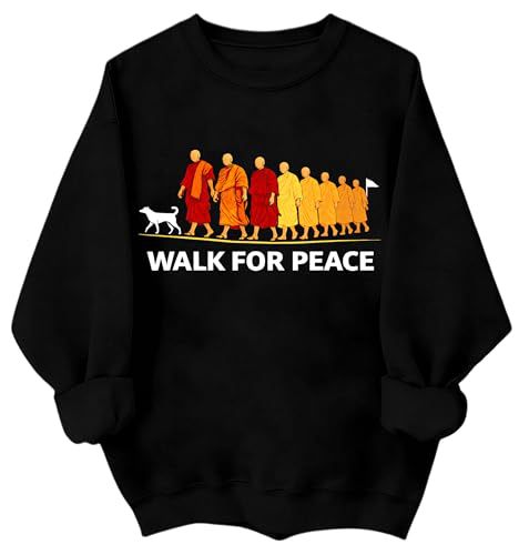 Women's Light and Peace Walking Print Crewneck Sweatshirt