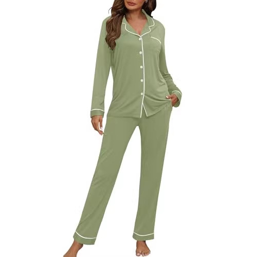 Women's Cuban Collar Polka Dot Print Long Sleeve Shirt Set