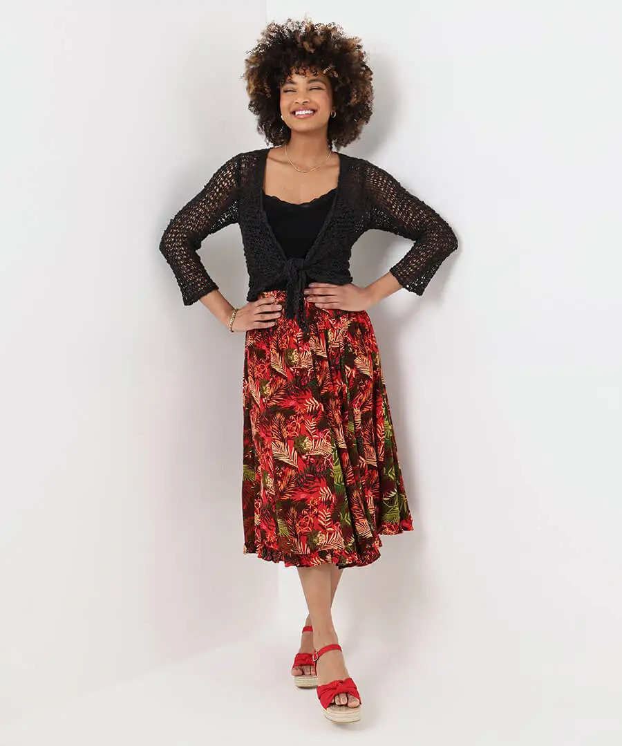 Women's Knit Beach Cardigan Cover-Up Slimming V-Neck Flared Sleeve