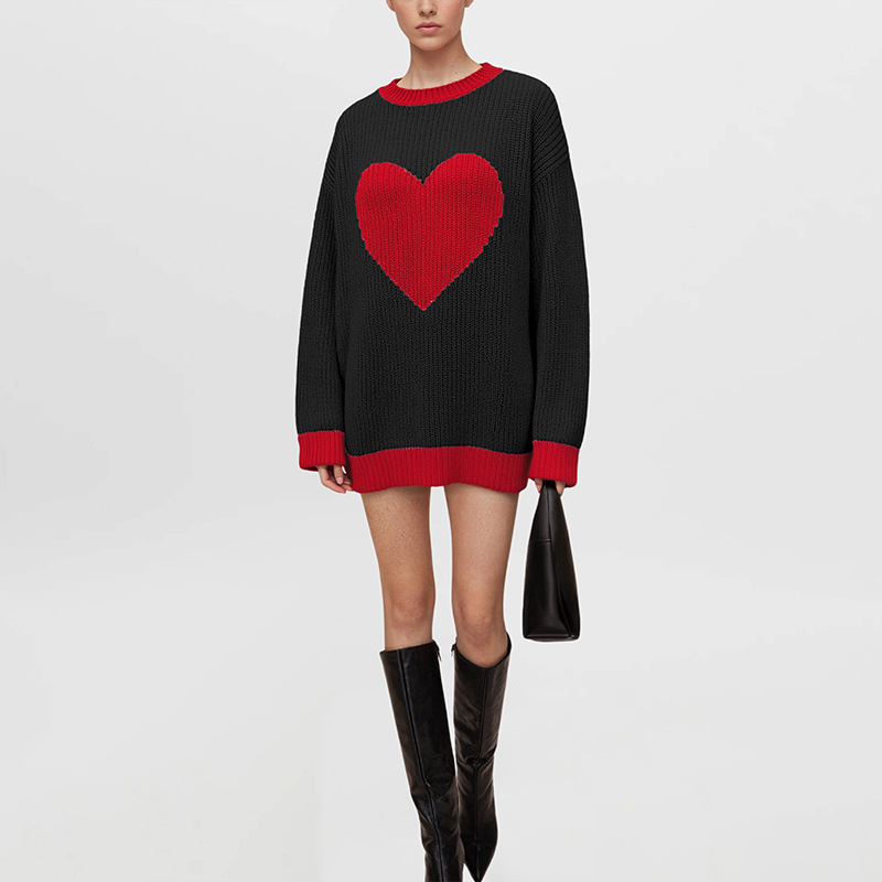 Heart Jacquard Pullover Sweater