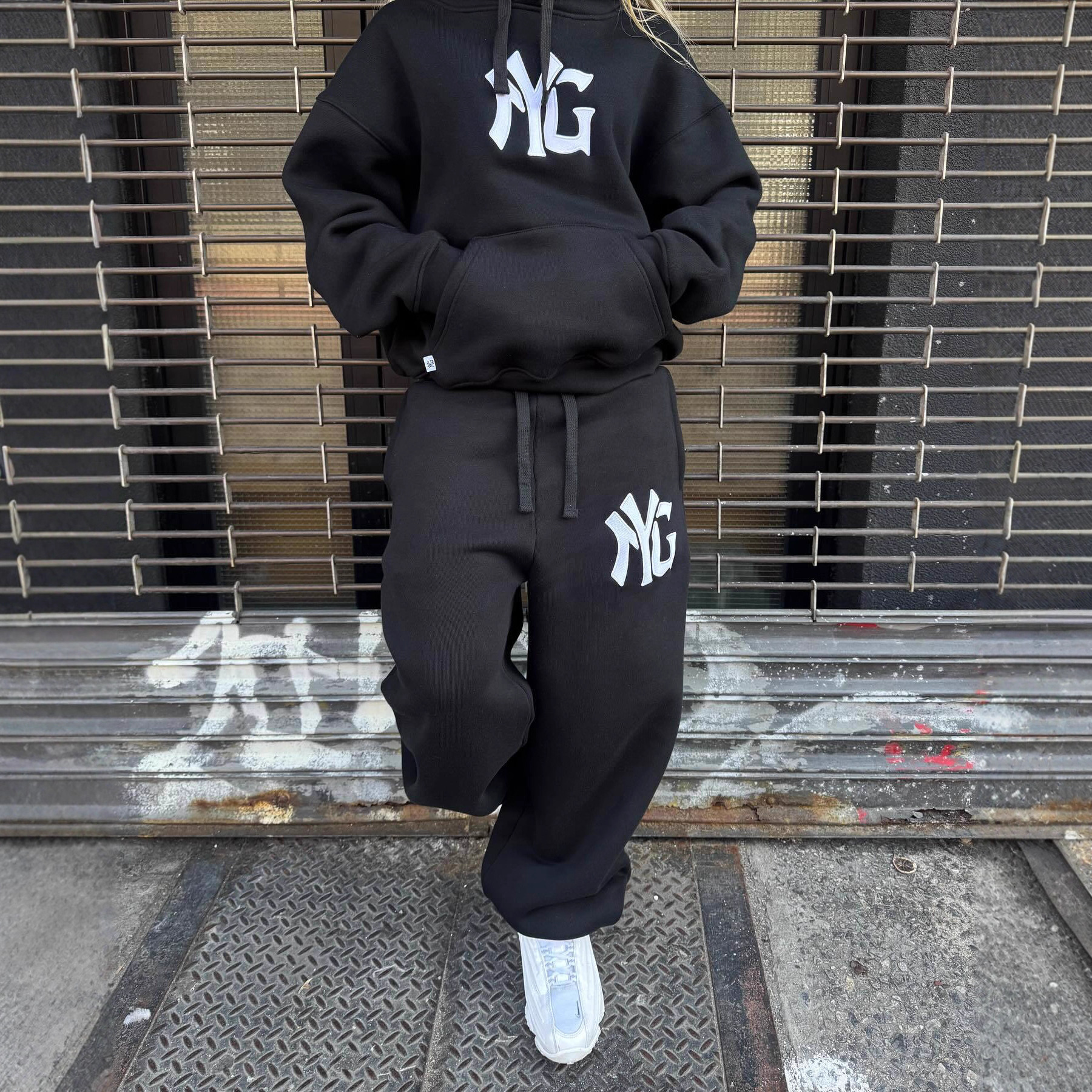 Unisex Graphic Print Zip-Up Hoodie Sweatsuit Set