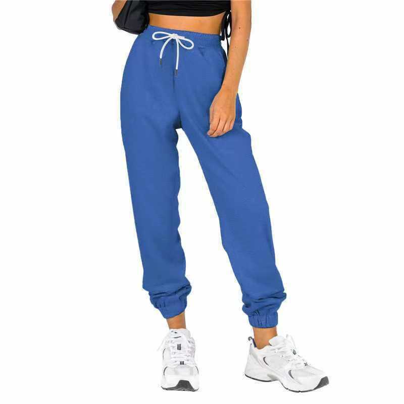 Women's High-Waist Tapered Jogger Pants with Pockets Solid Color