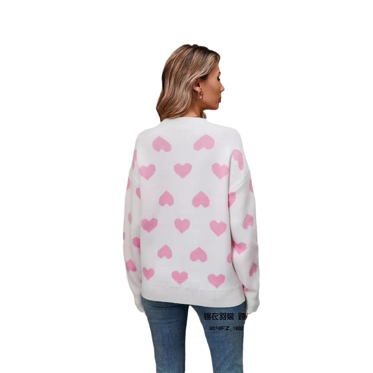 Heart Crewneck Pullover Sweater