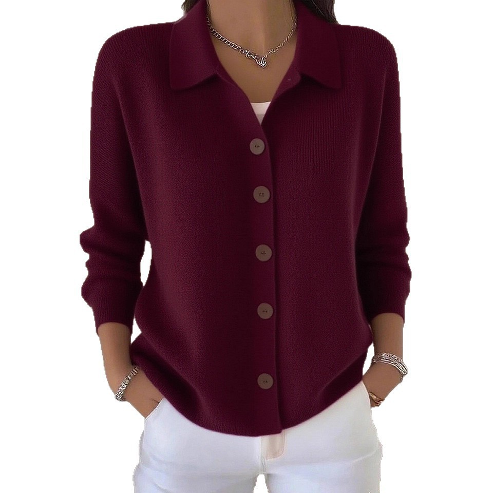 Women's Knit Button-Front Cardigan Sweater Solid Color Casual
