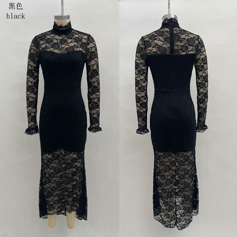 High-End Long Sleeve Bodycon Maxi Dress for Evening Parties