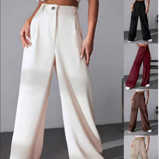 Women's Solid Straight-Leg High-Waist Suit Pants