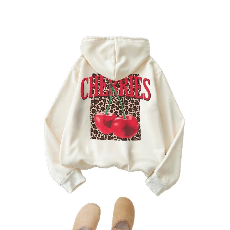 Women's Cherry Leopard Print Hoodie