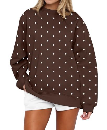 Polka Dot Print Crewneck Sweatshirt for Women