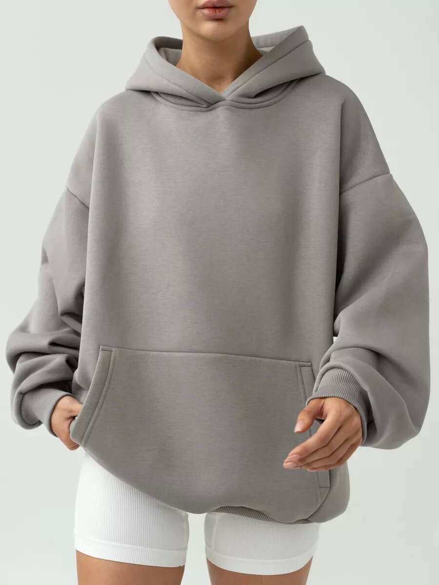 Women's Long-Sleeve Hooded Pullover Sweatshirt Loose Casual Top