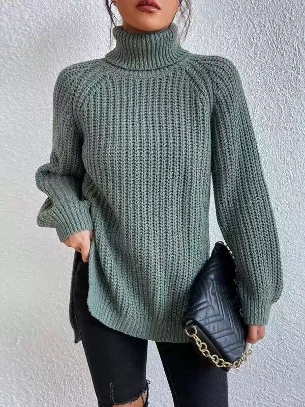 Women's Turtleneck Midi Sweater Soft French Style Pullover