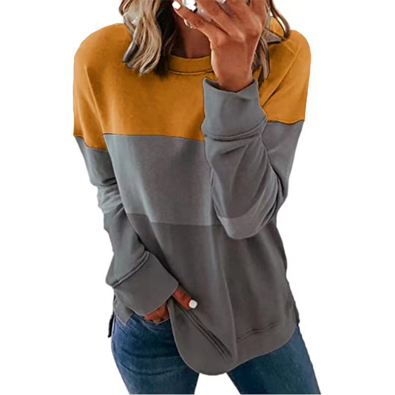 Women's Colorblock Crewneck Long-Sleeve Sweatshirt Loose Fit