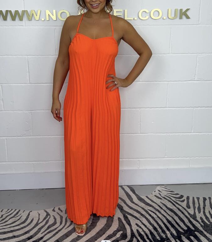 Women's Sleeveless Crinkled Solid Color Jumpsuit Casual Elegant
