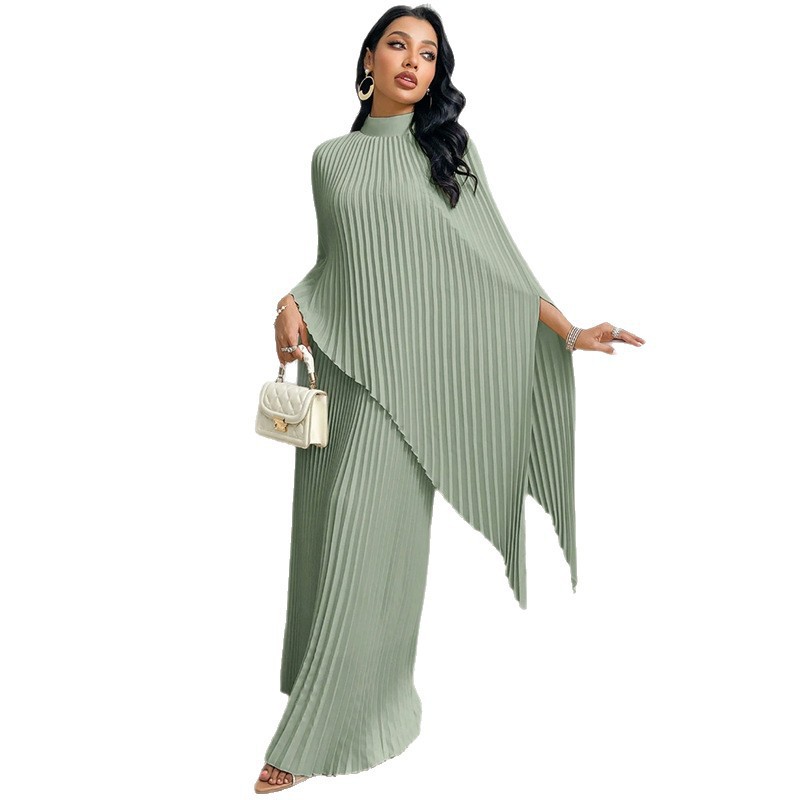 Women's Loose Pleated Irregular Two-Piece Dress Set