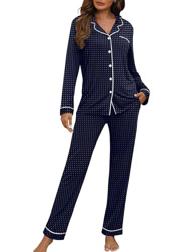 Women's Cuban Collar Polka Dot Print Long Sleeve Shirt Set