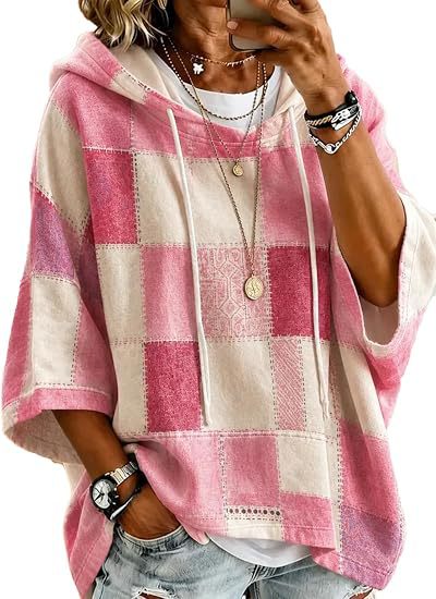 Women's Animal Plaid Print Casual Hoodie