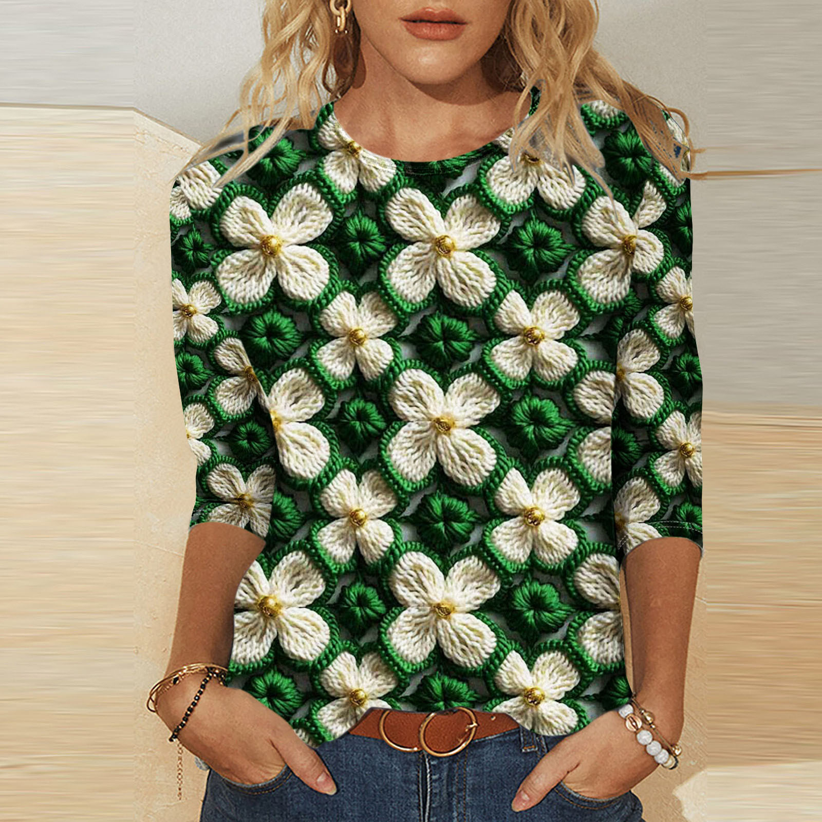 Women's Christmas 3D Print T-Shirt Round Neck Loose Fit