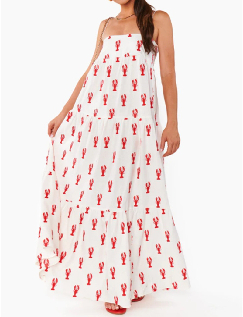 Women's Summer Sleeveless Printed Loose Cami Dress with Pockets