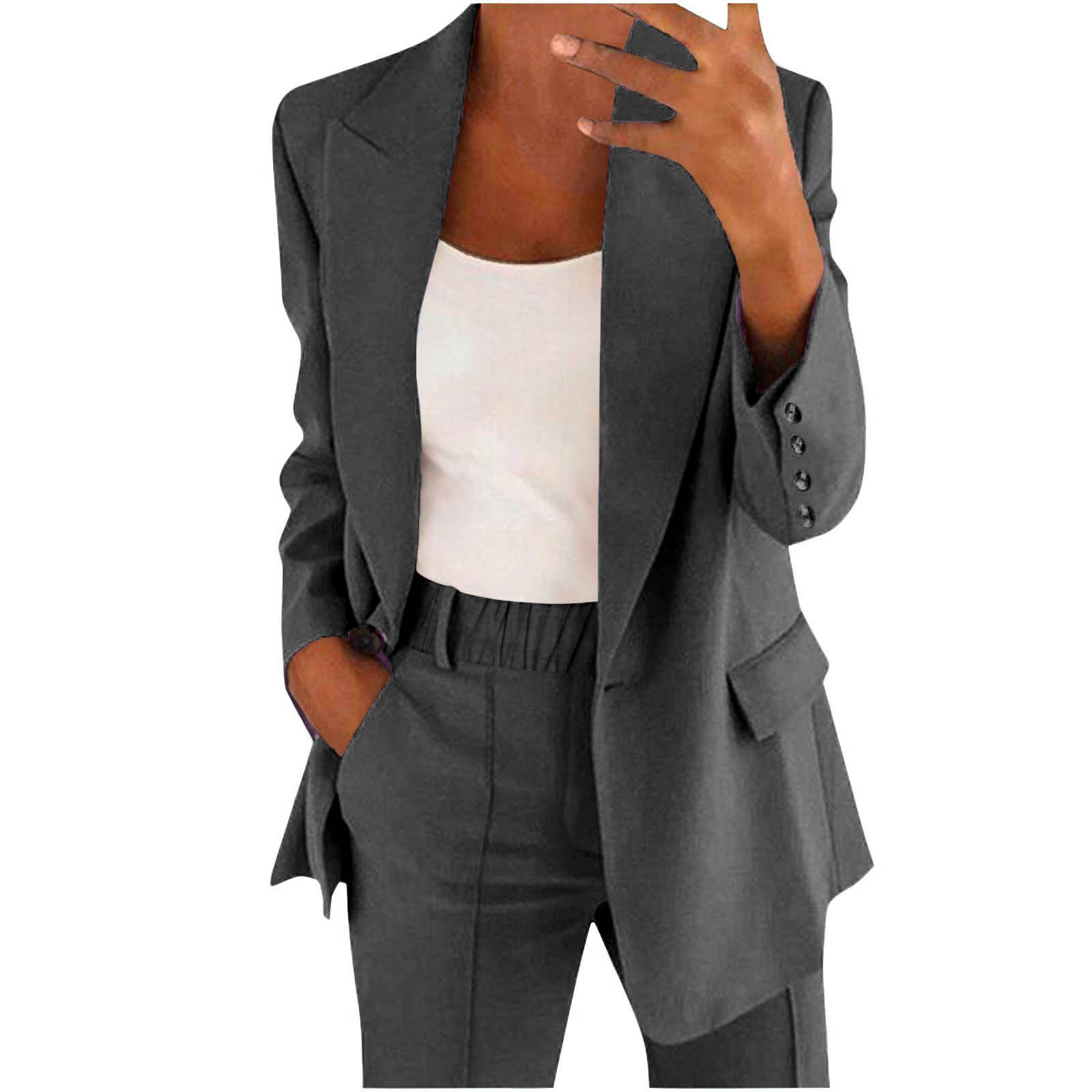 2026 New Cross-Border European & American Fall/Winter Women's Commuter Suit Set – Elegant Long-Sleeve Blazer and Pants Two-Piece Set for Women
