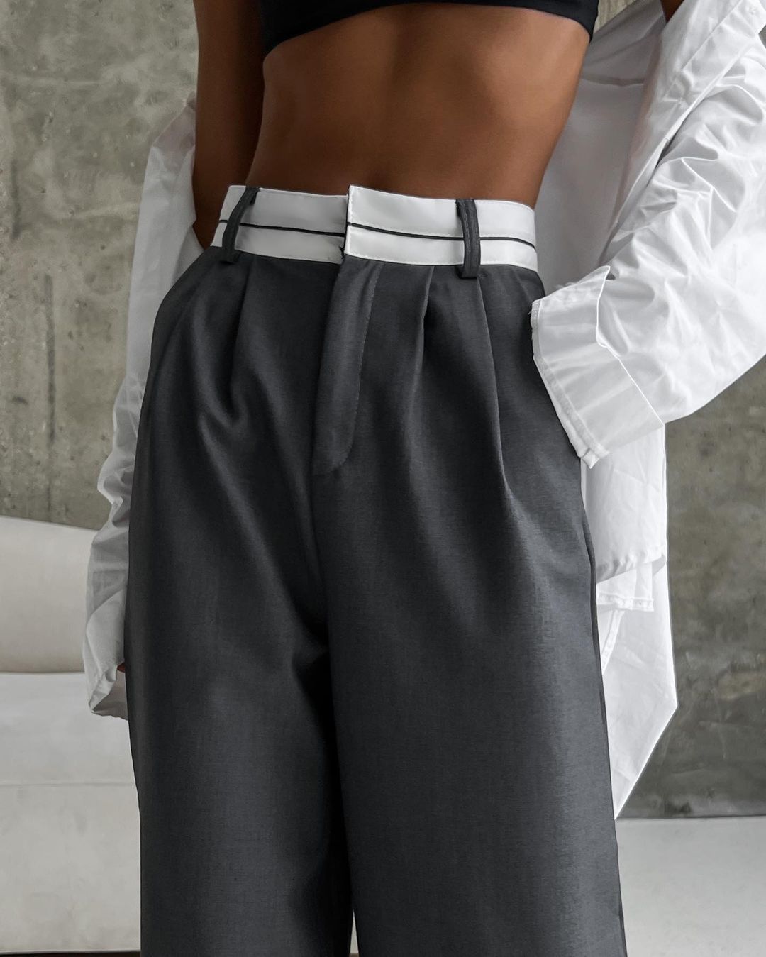 Solid Color Straight-Leg Tailored Pants Slimming Floor-Length